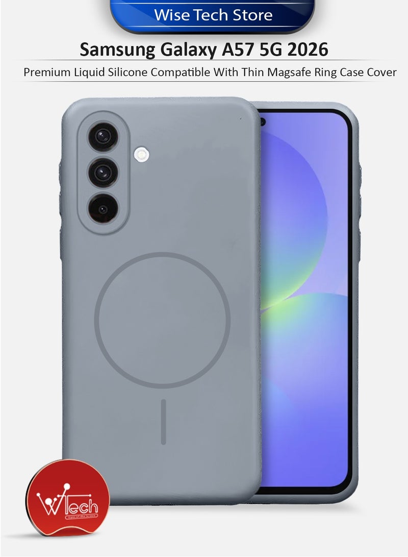 دبليو تيك سامسونج جالاكسي A57 5G 2026 غطاء حماية من السيليكون السائل الفاخر متوافق مع حلقة Magsafe الرقيقة (MCMPMN) - رمادي - Image 1